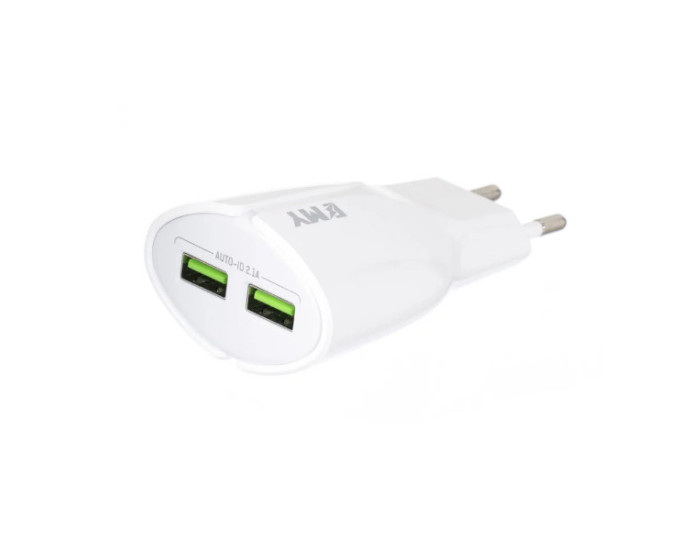 Сетевое зарядное устройство EMY MY-271 (2USB 2.1A) White