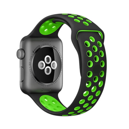 Ремешок для Apple Watch Nike Series 42/44 mm (Черный / Зеленый)