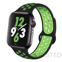 Ремешок для Apple Watch Nike Series 42/44 mm (Черный / Зеленый)