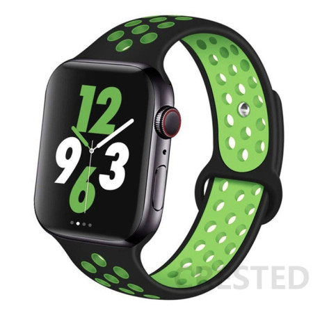 Ремешок для Apple Watch Nike Series 42/44 mm (Черный / Зеленый)