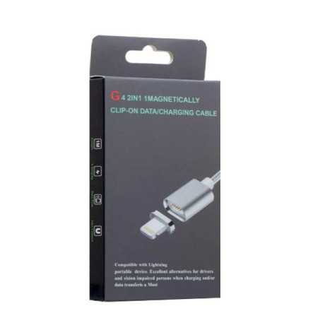 Кабель USB Data G4 magnetic Lightning, grey