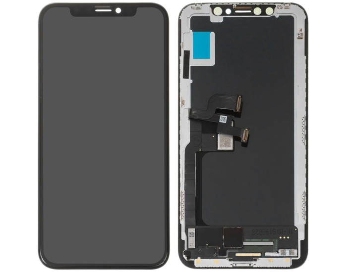 Дисплей з сенсорним екраном (модуль) iPhone X, чорний, переклеювання з пластиком камери и датчика