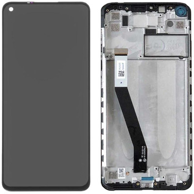 Дисплей з сенсорним екраном (модуль) Xiaomi Redmi Note 9 / Redmi 10X 4G чорний з рамкою, оригінал