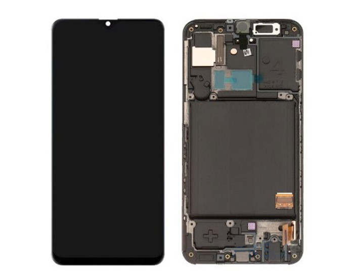 Дисплей з сенсорним екраном (модуль) Samsung A405 A40 2019 чорний з рамкою, оригінал