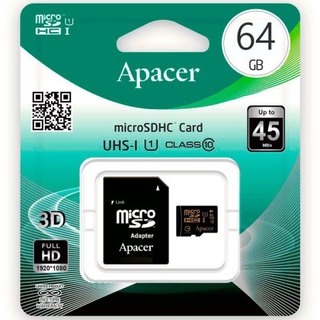Карта памяти Apacer MicroSD 64GB UHS-1 HC