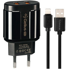 Сетевое зарядное устройство Gelius Pro Avangard (GP-HC06) с кабелем lightning (2USB, 2.4A) Черный