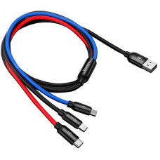 Кабель USB Baseus Three Primary Colors 3-in-1 (MicroUSB/Lightning/Type-C) 0.3m Black