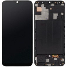 Дисплей з сенсорним екраном (модуль) Samsung A505 A50 2019, A507 A50s, чорний з рамкою, OLED