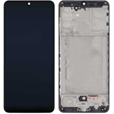 Дисплей з сенсорним екраном (модуль) Samsung A315 A31 2020, чорний з рамкою, з широким обідком, OLED