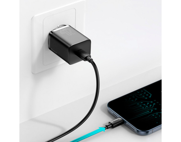 Мережеве зарядний пристрій Baseus 1Type-C Super Si 20W (CCSUP-B01) Black
