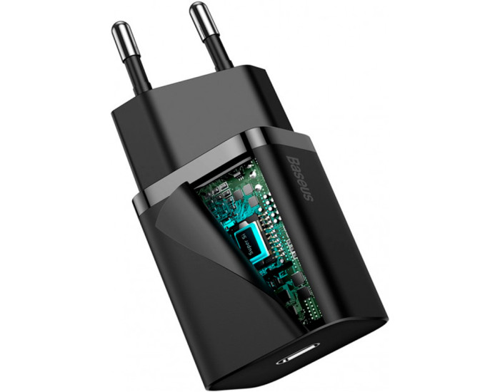Мережеве зарядний пристрій Baseus 1Type-C Super Si 20W (CCSUP-B01) Black