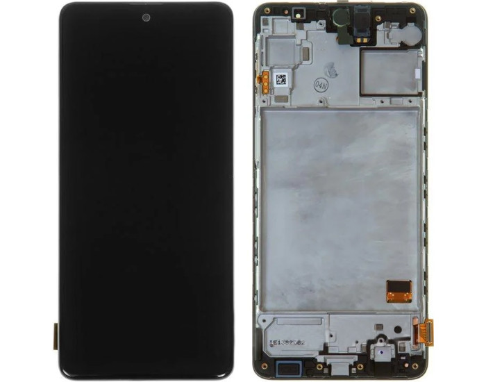 Дисплей з сенсорним екраном (модуль) Samsung A515 A51 2019, чорний з рамкою, з вузьким обідком, OLED