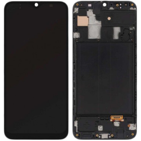 Дисплей с сенсорным экраном (модуль) Samsung A305 A30 2019, черный с рамкой, OLED