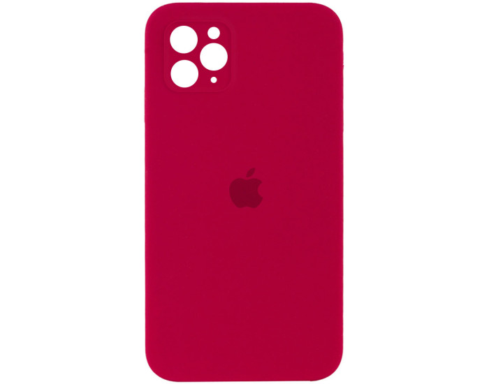 Чехол-силикон оригинал Square Cover Soft Matte Full Camera iPhone 11 Pro Max Rose Red
