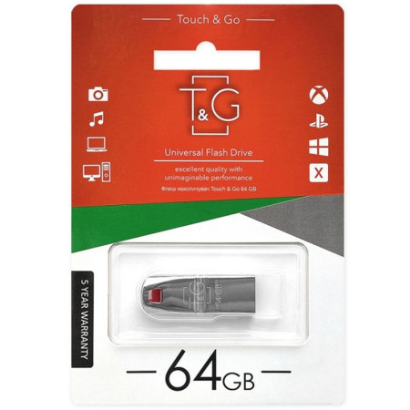 Флешка USB 64Gb T&G Stylish 115 Metal Chrome