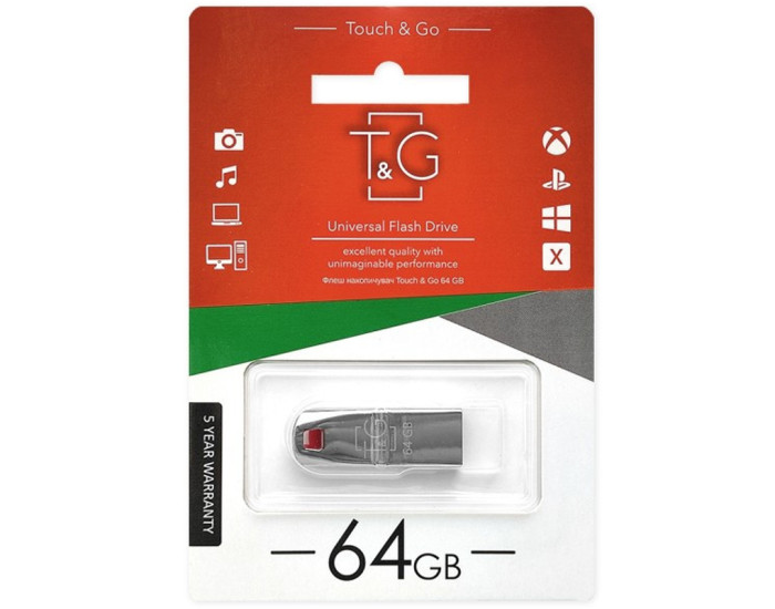Флешка USB T&G 64Gb Stylish 115 Metal Chrome