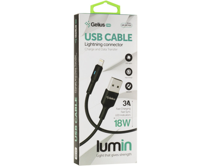 Кабель USB Gelius Pro Lumin Lamp USB to Lightning (3A) Black (GP-UC100)