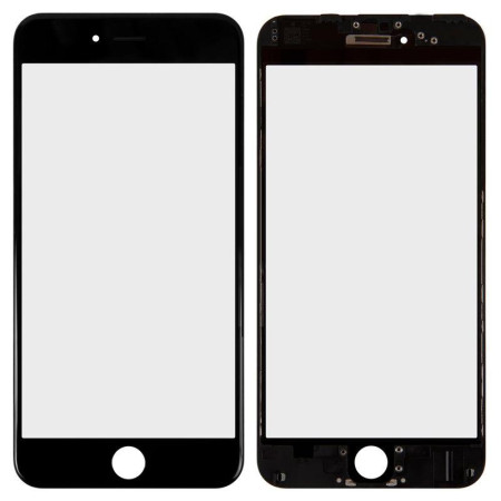 Стекло фронтальное c OCA-пленкой iPhone 6 Plus, черное с рамкой (Класс B)