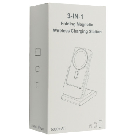 Беспроводная зарядка 3in1 V17 + Power Bank MagSafe 5000mAh (iPhone, iWatch, AirPods) Black