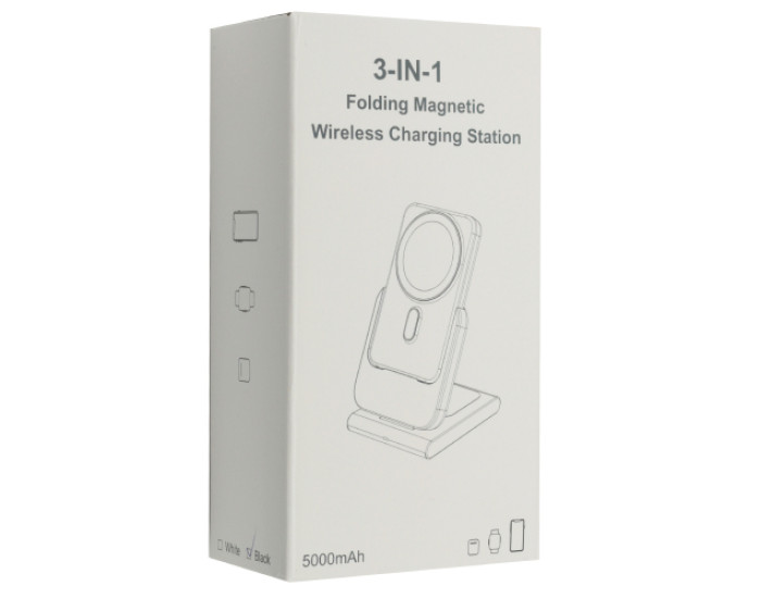 Бездротова зарядка 3in1 V17 + Power Bank MagSafe 5000mAh (iPhone, iWatch, AirPods) Black