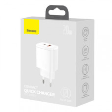 Сетевое зарядное Baseus Compact Quick Charger U+C 20W EU (CCXJ-B02) White