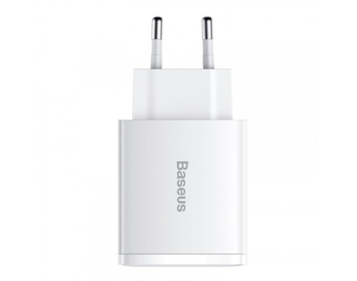 Мережеве зарядний пристрій Baseus Compact Quick Charger 30W (2USB+Type-C) (EUCCXJ-E02) White