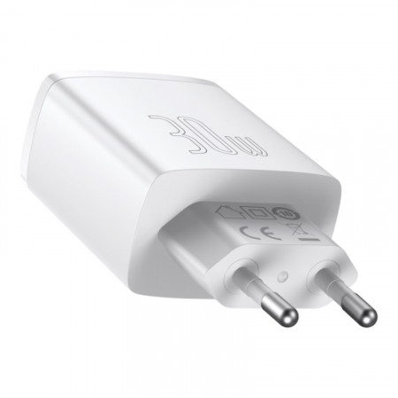 Сетевое зарядное устройство Baseus Compact Quick Charger 30W (2USB+Type-C) (EUCCXJ-E02) White