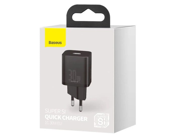 Мережеве зарядний пристрій Baseus 1Type-C Super Si 30W Black
