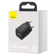 Мережеве зарядний пристрій Baseus Super Si Quick Charger 1C 25W EU Mini White Cable Type-C to Type-C 3A 1m (TZCCSUP-L02) White