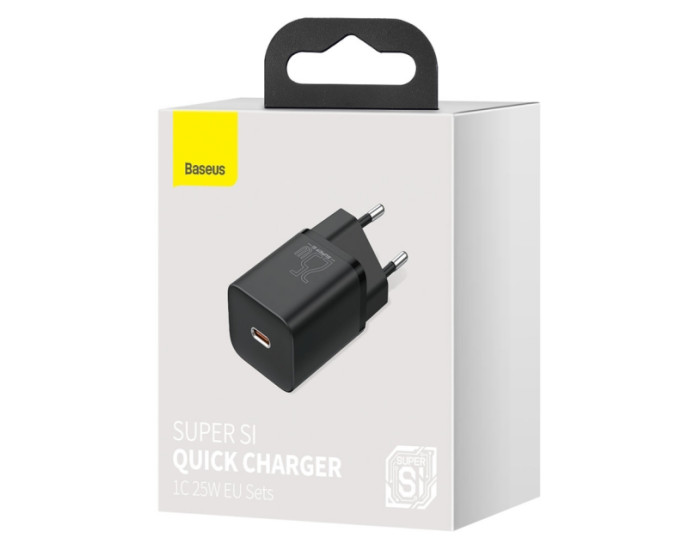 Мережеве зарядний пристрій Baseus Super Si Quick Charger 1C 25W EU Mini White Cable Type-C to Type-C 3A 1m (TZCCSUP-L02) White