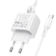 Мережеве зарядний пристрій Borofone BAS42A Potential QC3.0 з кабелем Type-C Білий