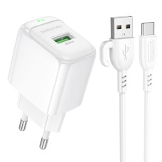 Сетевое зарядное устройство Borofone BAS42A Potential QC3.0 с кабелем Type-C Белый