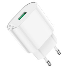 Мережеве зарядний пристрій Hoco Finger (1USB/C109A) (18W/QC3.0) з кабелем Micro White