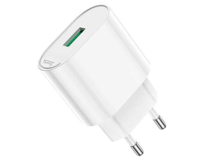Мережеве зарядний пристрій Hoco Finger (1USB/C109A) (18W/QC3.0) з кабелем Micro White