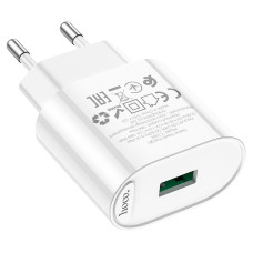 Мережеве зарядний пристрій Hoco Finger (1USB/C109A) (18W/QC3.0) з кабелем Micro White
