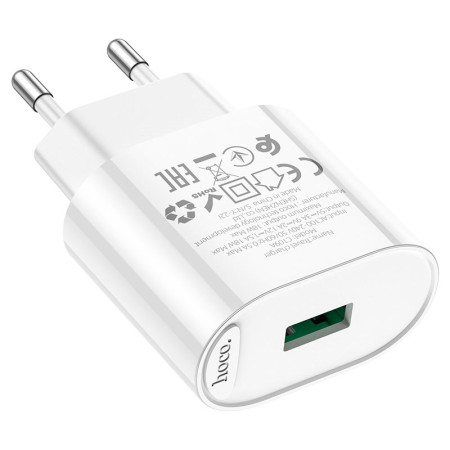 Сетевое зарядное устройство Hoco Finger (1USB/C109A) (18W/QC3.0) с кабелем Micro White