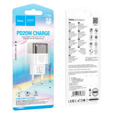 Сетевое зарядное устройство Hoco Transparent Tribute single-port PD20W charger (C125A) (Black/White)