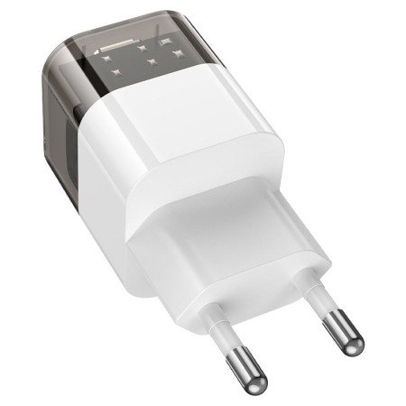 Сетевое зарядное устройство Hoco Transparent Tribute single-port PD20W charger (C125A) (Black/White)