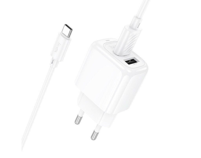 Мережеве зарядний пристрій Hoco CS51A Surplus (2USB-A) + Кабель Type-C Білий