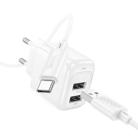 Сетевое зарядное устройство Hoco CS51A Surplus (2USB-A) + кабель Type-C Белый