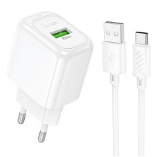 Сетевое зарядное устройство Hoco CS52A Surplus QC3.0 (1USB-A) + кабель Type-C, Белый (Класс B)