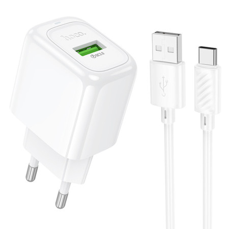 Сетевое зарядное устройство Hoco CS52A Surplus QC3.0 (1USB-A) + кабель Type-C, Белый (Класс B)