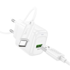 Мережеве зарядний пристрій Hoco CS52A Surplus QC3.0 (1USB-A) + Кабель Type-C, Білий