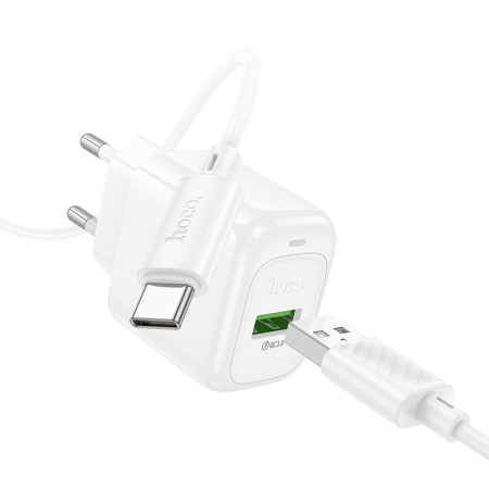 Сетевое зарядное устройство Hoco CS52A Surplus QC3.0 (1USB-A) + кабель Type-C, Белый (Класс B)