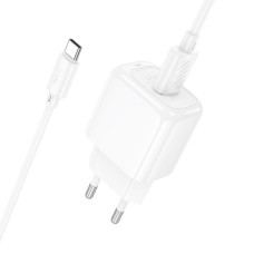 Мережеве зарядний пристрій Hoco CS52A Surplus QC3.0 (1USB-A) + Кабель Type-C, Білий