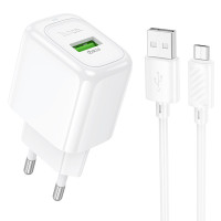 Сетевое зарядное устройство Hoco CS52A Surplus QC3.0 (1USB-A) + кабель Micro, Белый (Класс А)