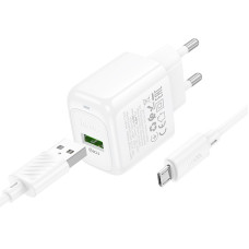 Мережеве зарядний пристрій Hoco CS52A Surplus QC3.0 (1USB-A) + Кабель Micro, Білий