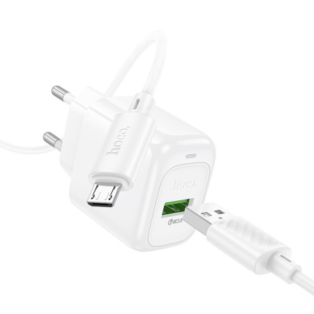 Сетевое зарядное устройство Hoco CS52A Surplus QC3.0 (1USB-A) + кабель Micro, Белый (Класс B)