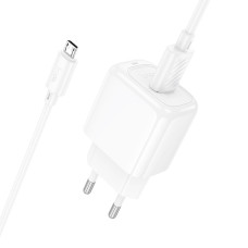 Мережеве зарядний пристрій Hoco CS52A Surplus QC3.0 (1USB-A) + Кабель Micro, Білий