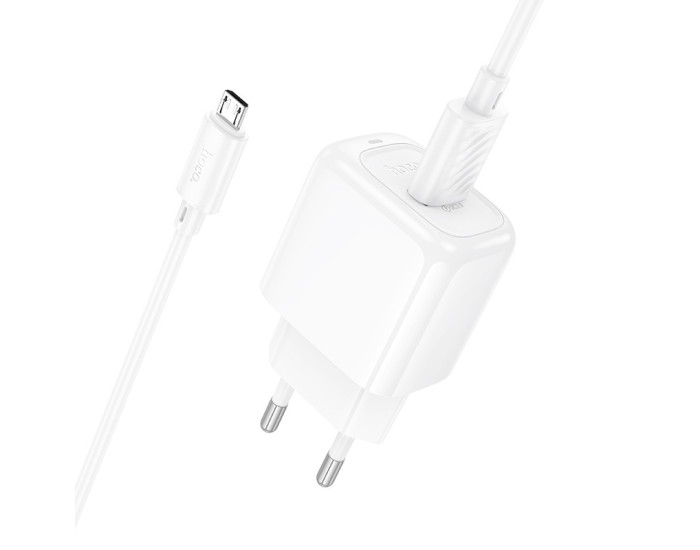 Мережеве зарядний пристрій Hoco CS52A Surplus QC3.0 (1USB-A) + Кабель Micro, Білий